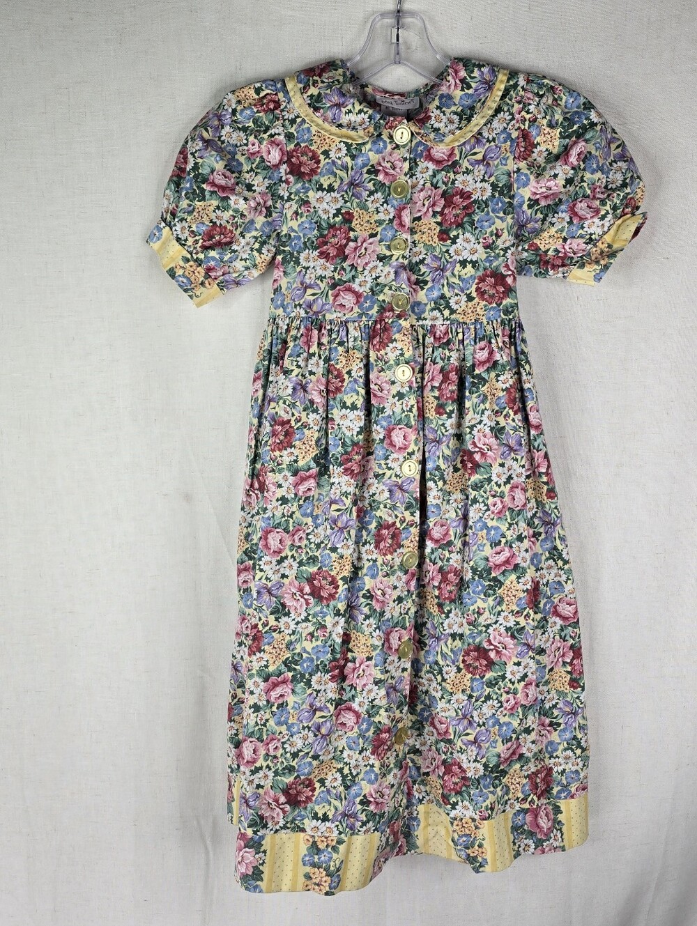 Vintage My Twinn Girls Size 8 Floral Puff Shoulder Dress Matching 90s